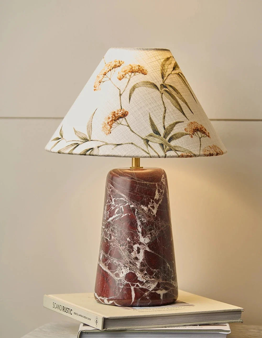 Florence - Rosso Levanto & embroidered lampshade | Table Lamp