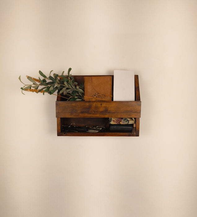 Riverdale Wooden Wall Shelf Organiser With Key Holders