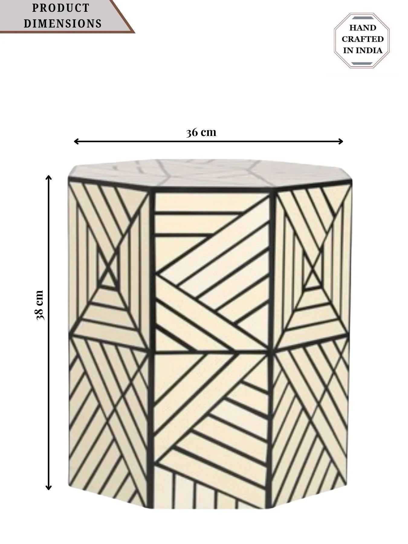 Resin Inlay Geometric Monochrome Side Table
