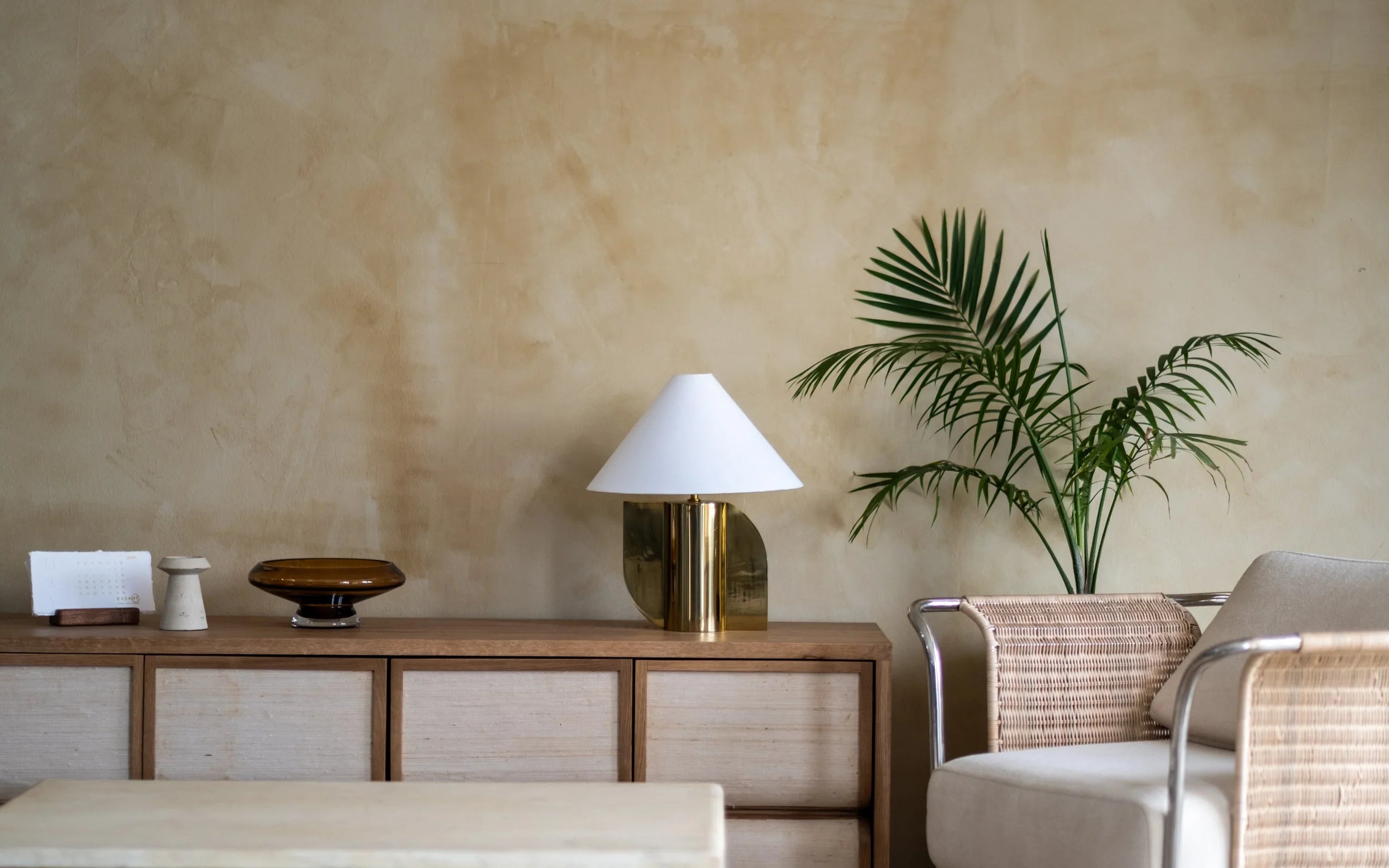 Helia Table Lamp | Stainless Steel and Cotton Fabric