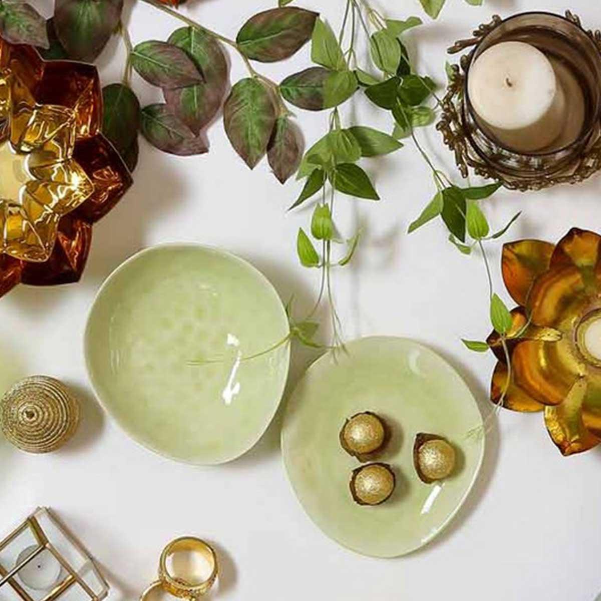 Kayan Light Green Dessert Plate | Ceramic