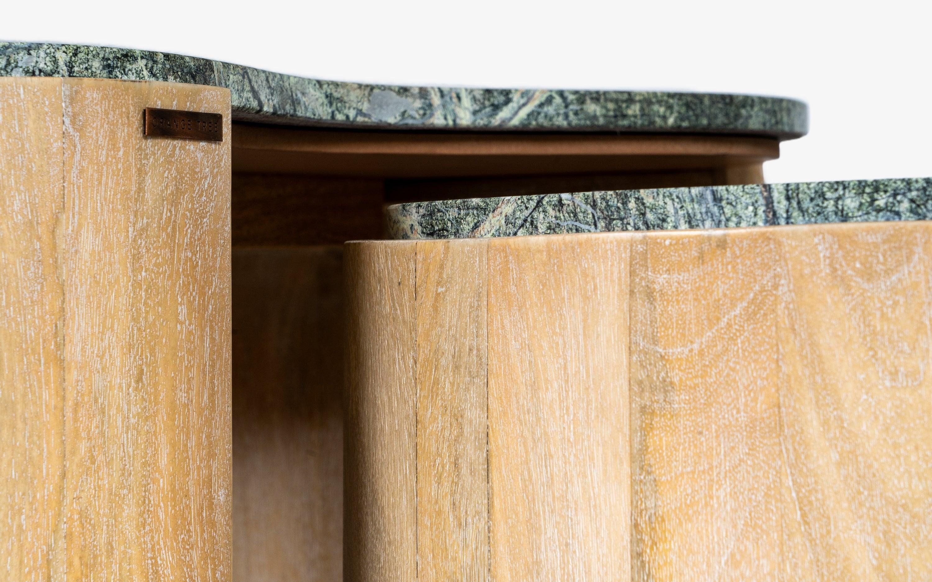 Bora-Bora Nesting Coffee Table | Forest Green Marble and Mango Wood