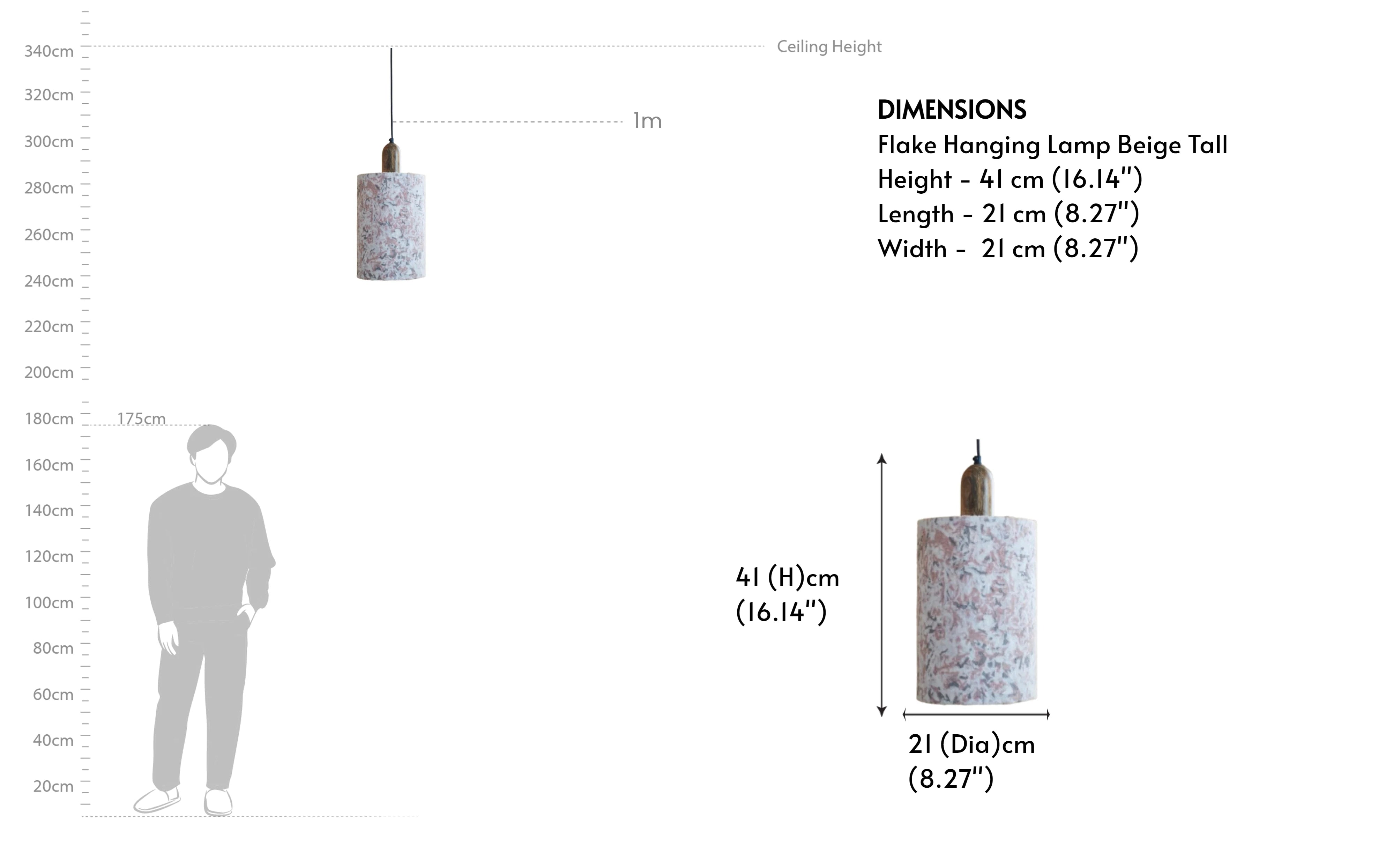 Flake Hanging Lamp Beige Tall