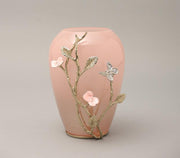 Floral Dream Vase | Gold Finished and Enamelled Brass with Ombre Pink Coloured Glass