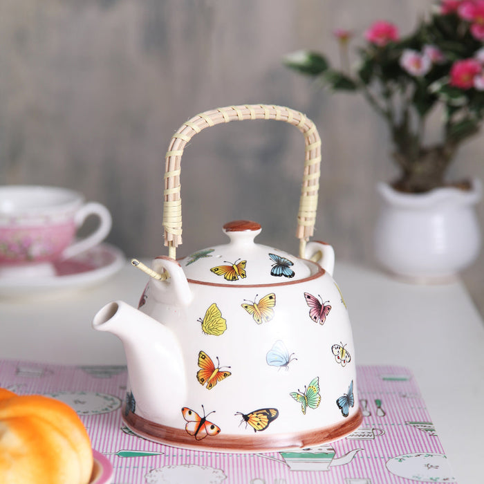 Floral Ceramic Tea Pot | Decorative Floral tea kettle or Teapot