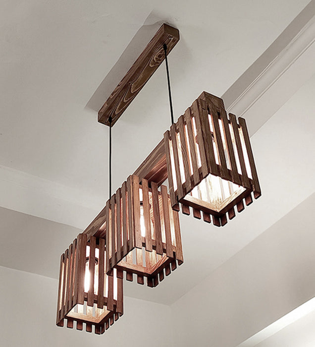 Elegant  Wooden 3 Series Hanging Lamp