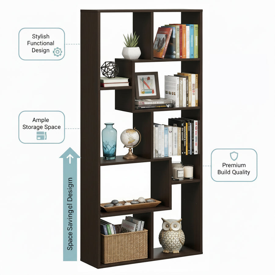 Modern Bookshelf with Storage Shelves - Medina