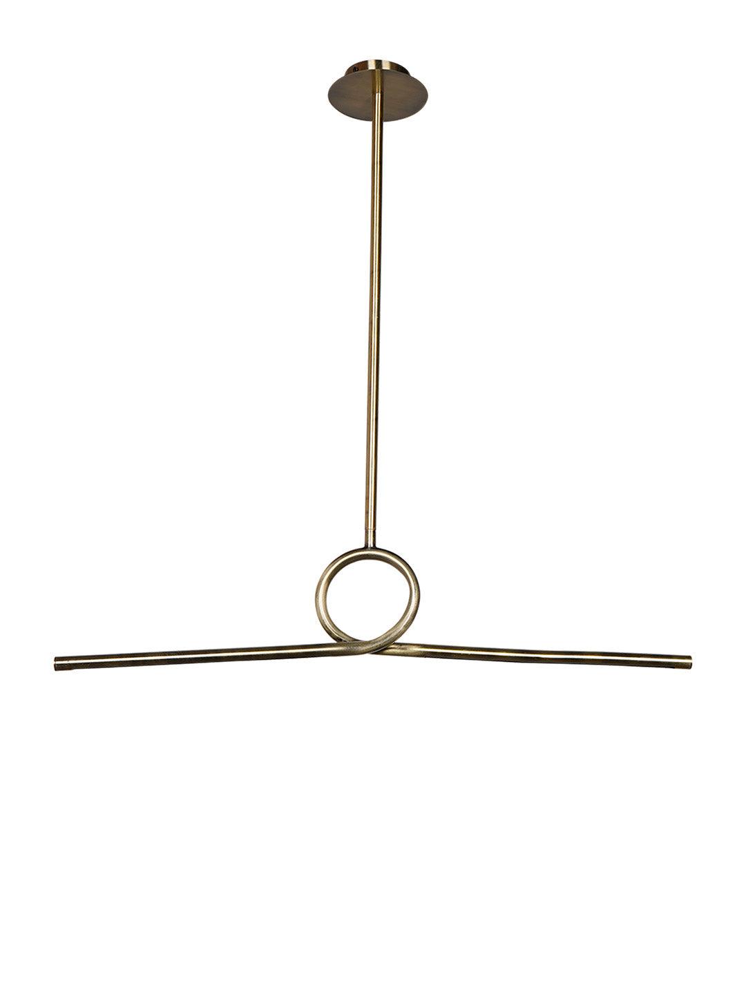 Modern Linear Antique Brass Finished Loop LED Pendant Light