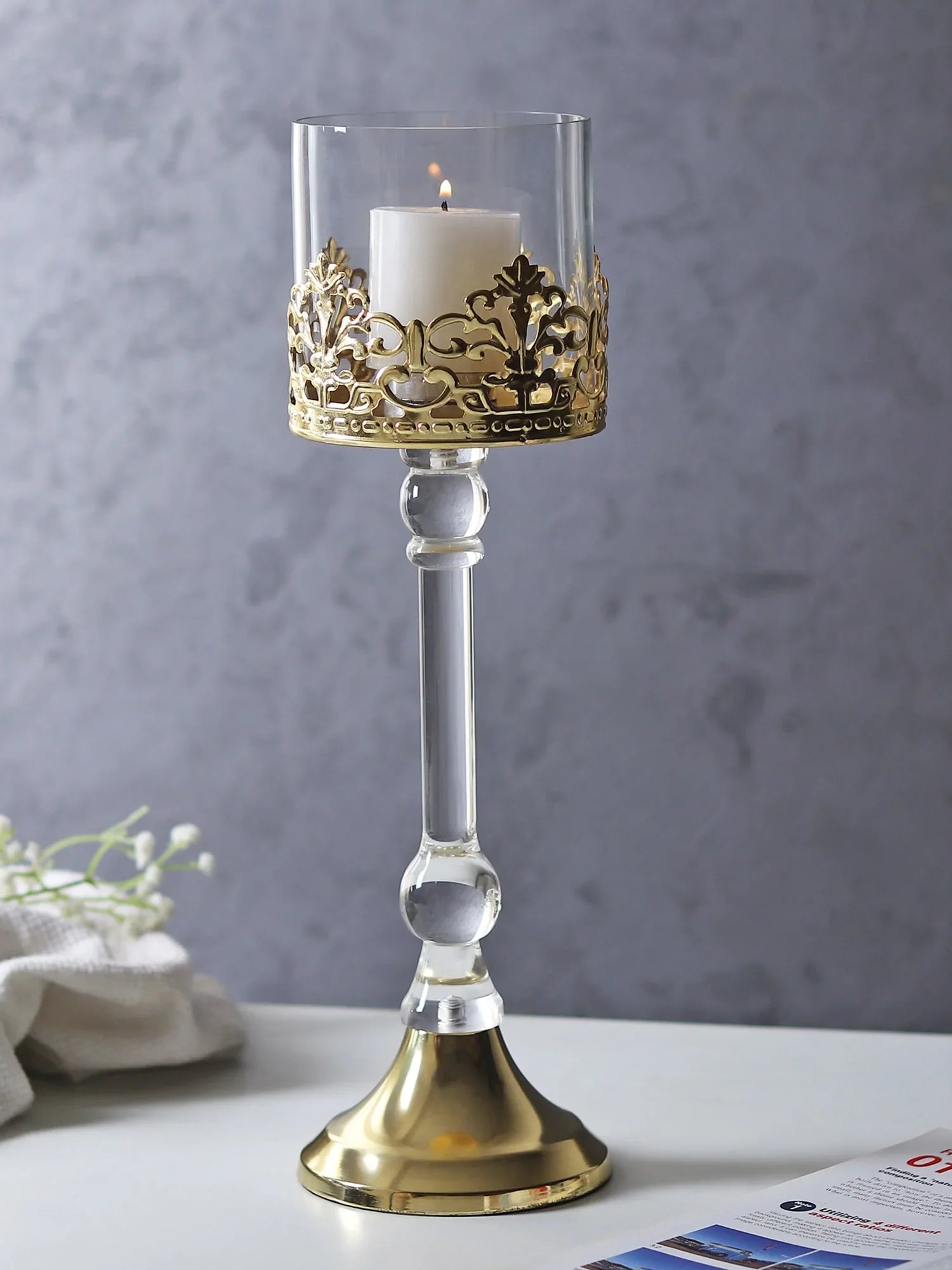 Aurum Crest Pillar Candle Holder