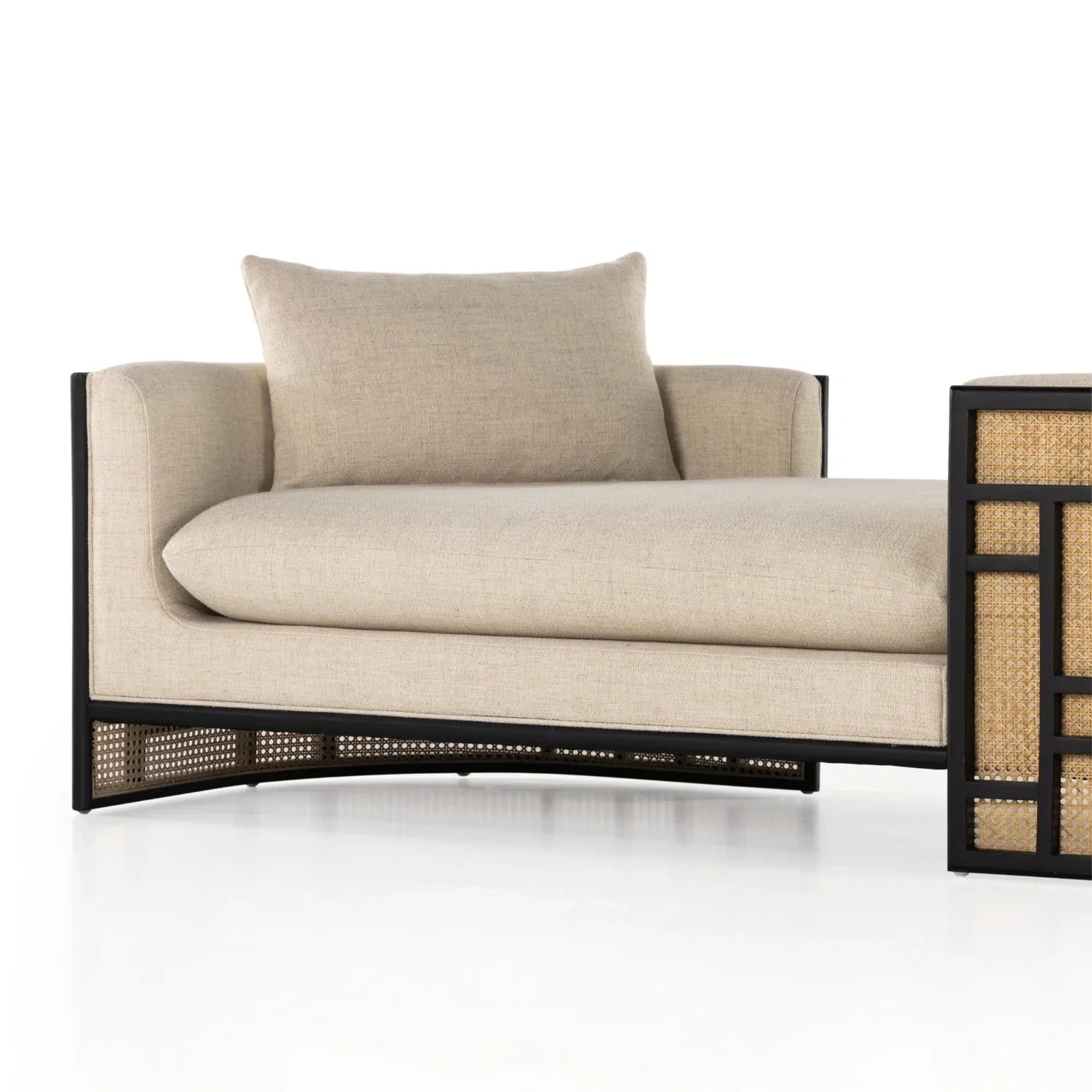 Rhyden Fabric Upholstery & Teak Wood Base Daybed/Chaise