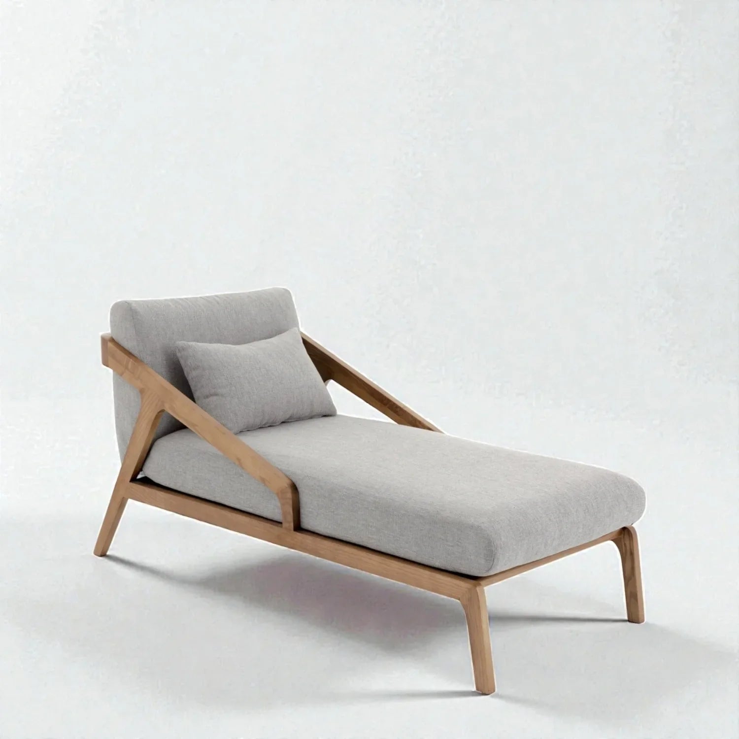 Meridin Teak Wood & Brass Buttons Chaise/Daybed