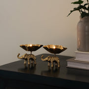 Elephant Tealight Holder Set of 2 | Tea Light Candle Holder | Best for Gifting & Diwali Decoration