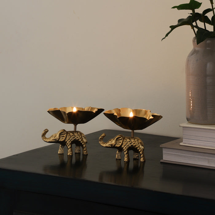 Set of 2 Elephant Tealight Holder