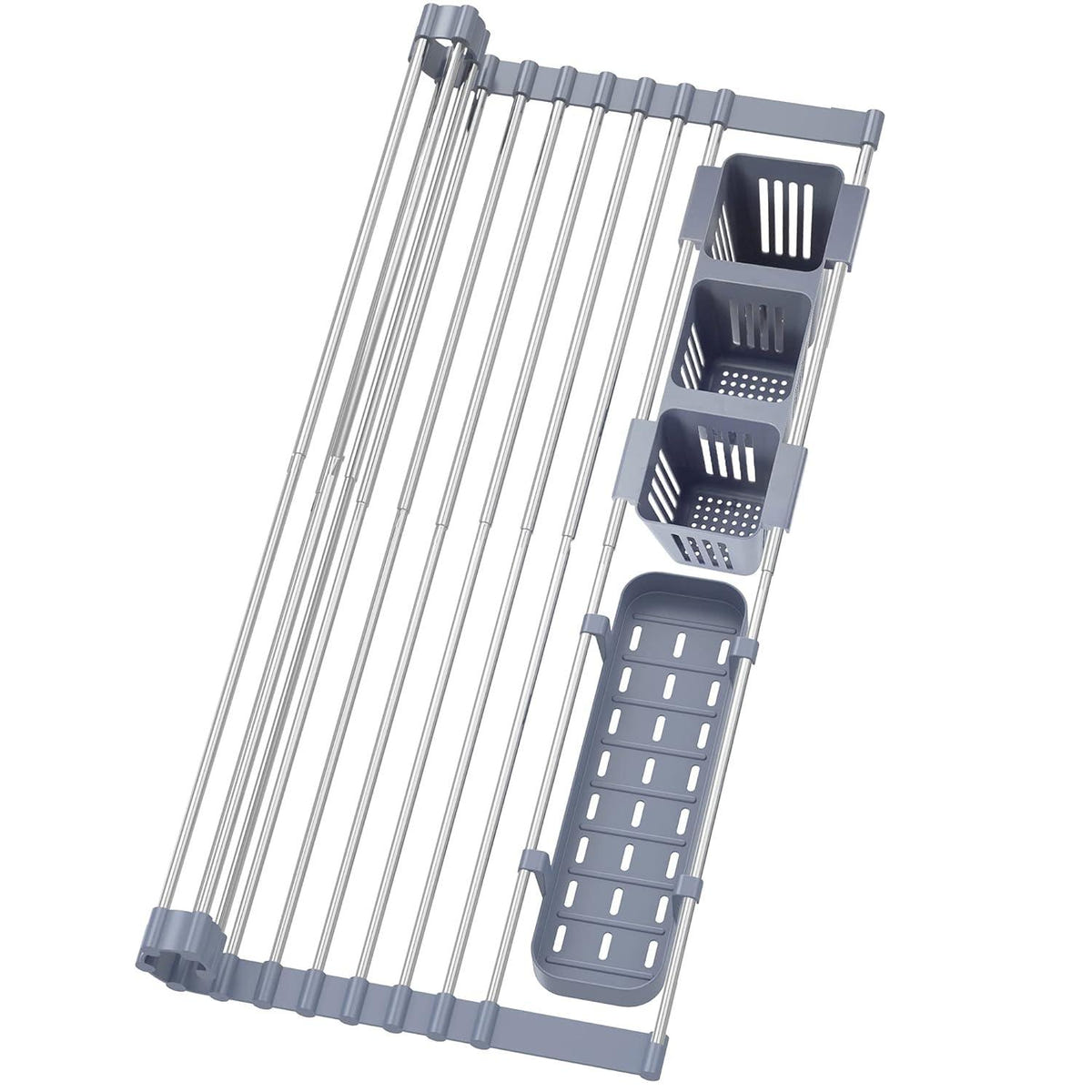 Expandable Dish Drying Rack | Stainless Steel Roll Up Kitchen Sink Rack
