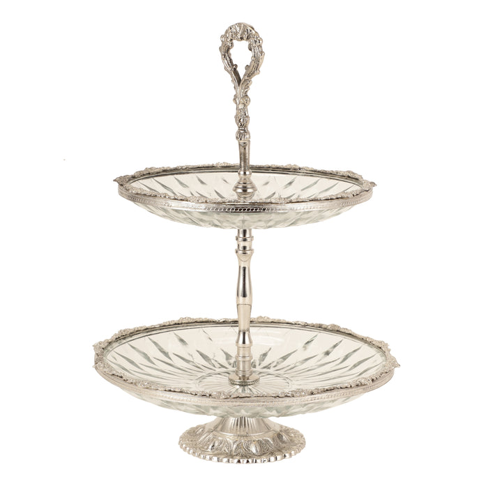 Spearhead Crystal Double Cake Stand