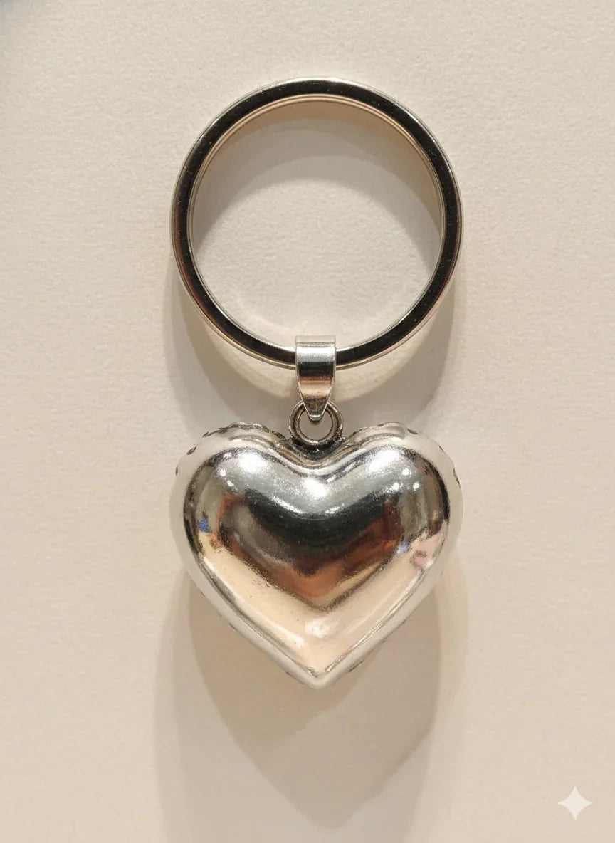 Pure Silver Plated Brass Heart Keyring With Custom Name Engraving