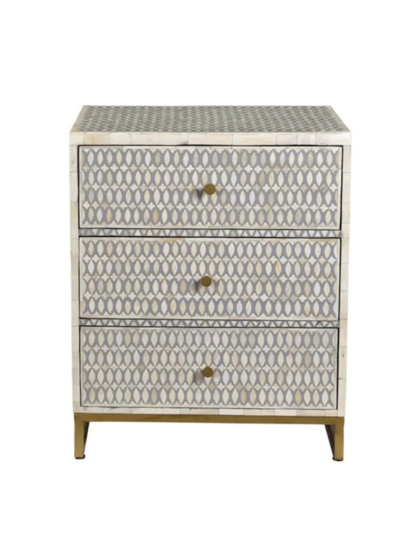 Inlay Bedside Table with Gold Legs -Targua