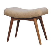 Boucle Upholstered Wooden Bench | Nordic Solid Mango Wood Accent Bench Stool
