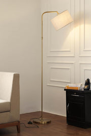 Brass Antique Modern Arc Floor Lamp with Adjustable Shade 6Ft Height with 12 inches Off White Drum Lampshade Pack of 1 - Led Bulb Included