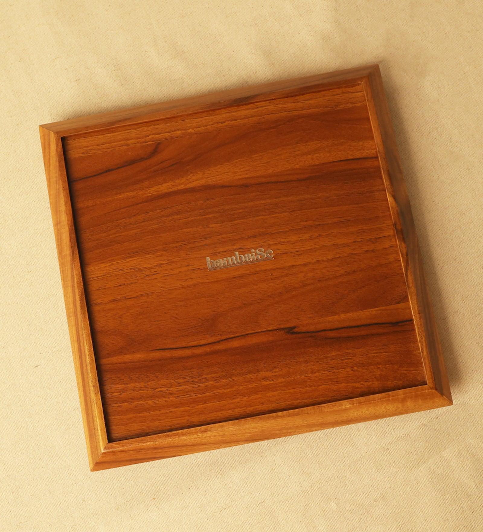 Square Tray Teak Blue