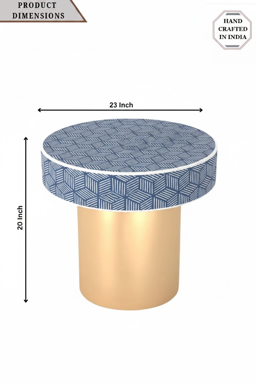Inlay Round Side Table- Geo