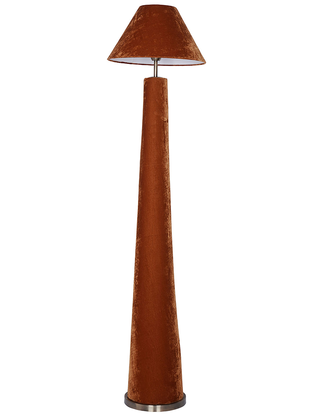 Modern Orange Velvet Conical Floor Lamp