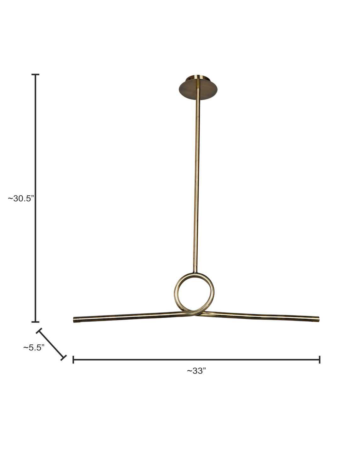 Modern Linear Antique Brass Finished Loop LED Pendant Light