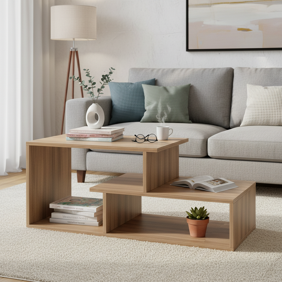 Coffee Table for Living Room with Storage Shelf - Acura