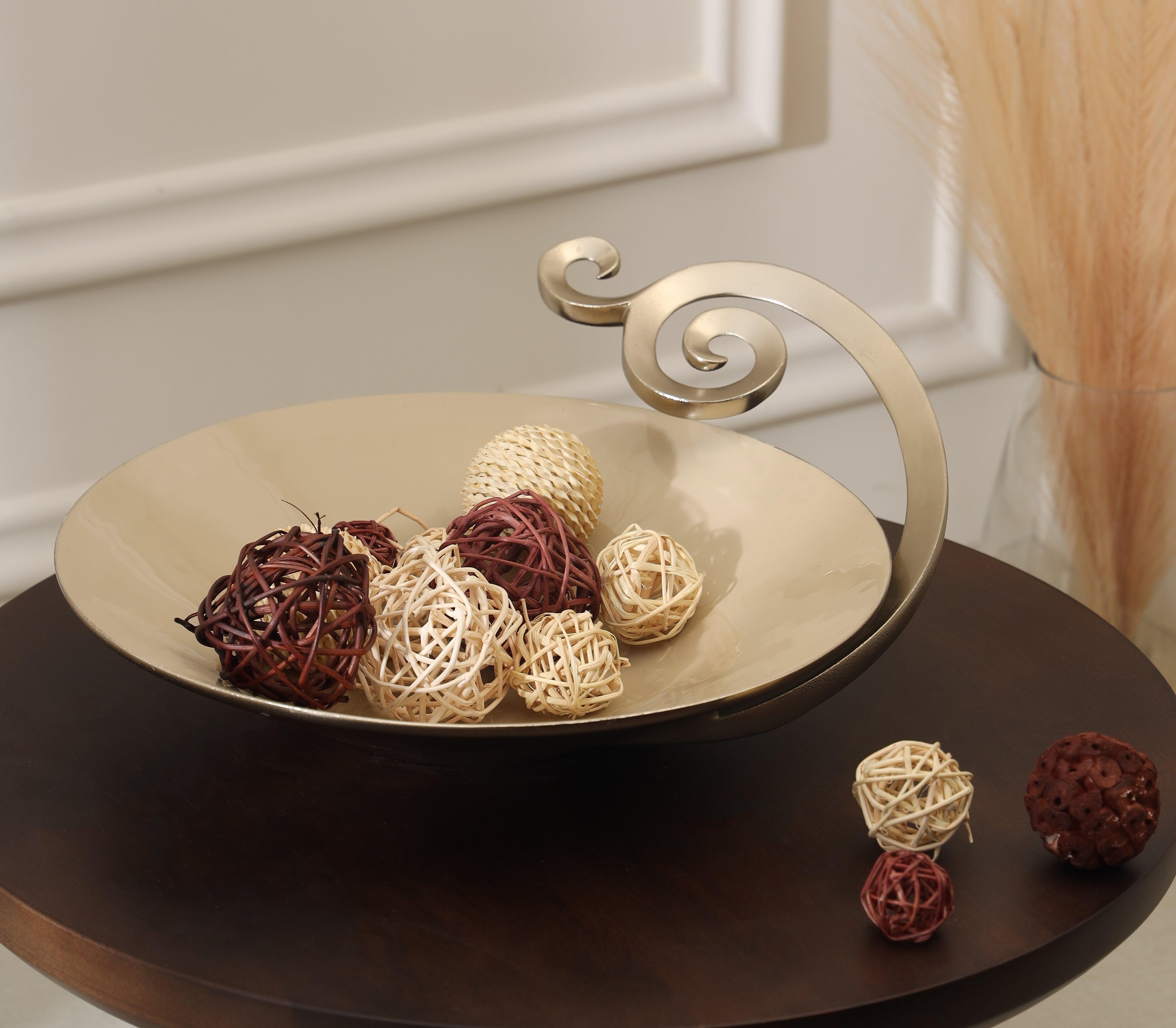 Swirl Bowl | Matt Gold Finsihed with Cappuccino Enamel