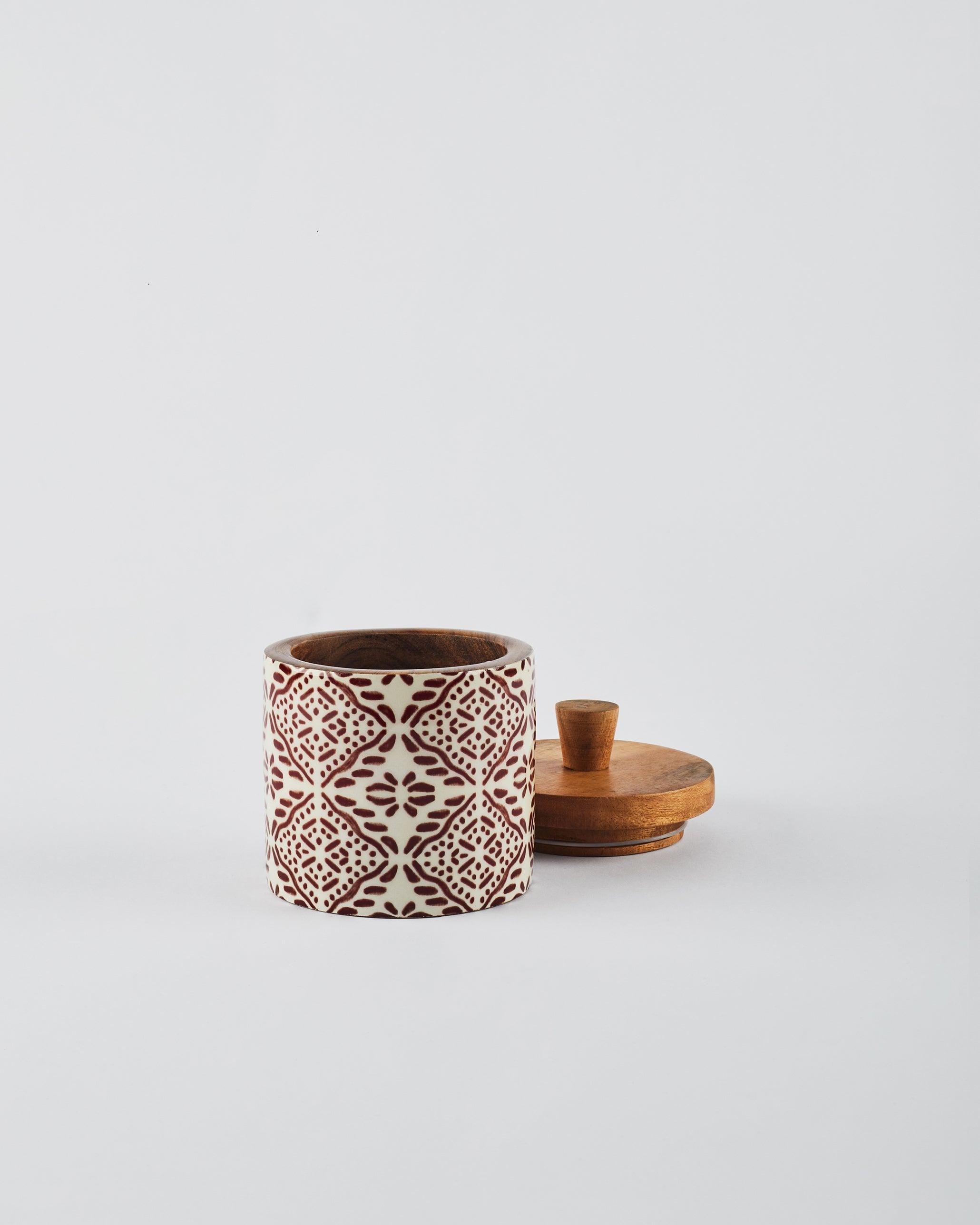 Tuli Wooden Storage Jar with Airtight Lid | Handmade Acacia Wood Jar for Kitchen & Pantry Storage