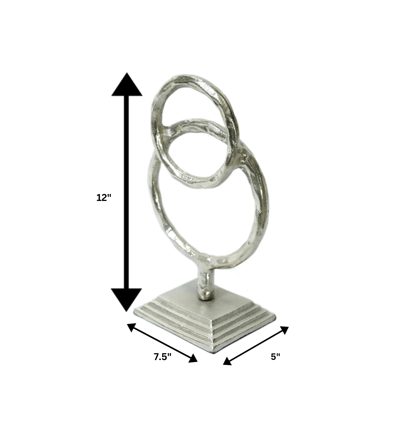 Sleek and Textured Metal Rings, Resting on a Stepped Base. Home and Office Decorative Showpiece, Gift for Living Room, Bedroom, Showcase, Office Desk, Interior (SD-AZ-1042) Globe