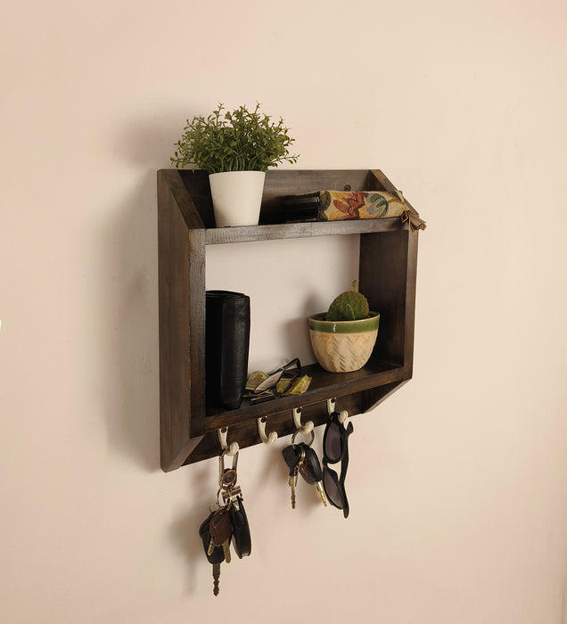 Kingston Wooden Wall Shelf Organiser With Key Holders