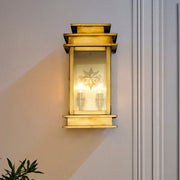 Antique Brass Art Deco Star Rectangular Wall Sconce