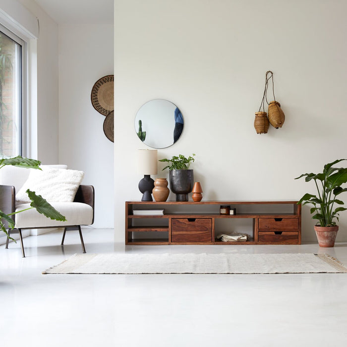 Cosmos Solid Sheesham Wood TV Unit In Honey Oak Finish