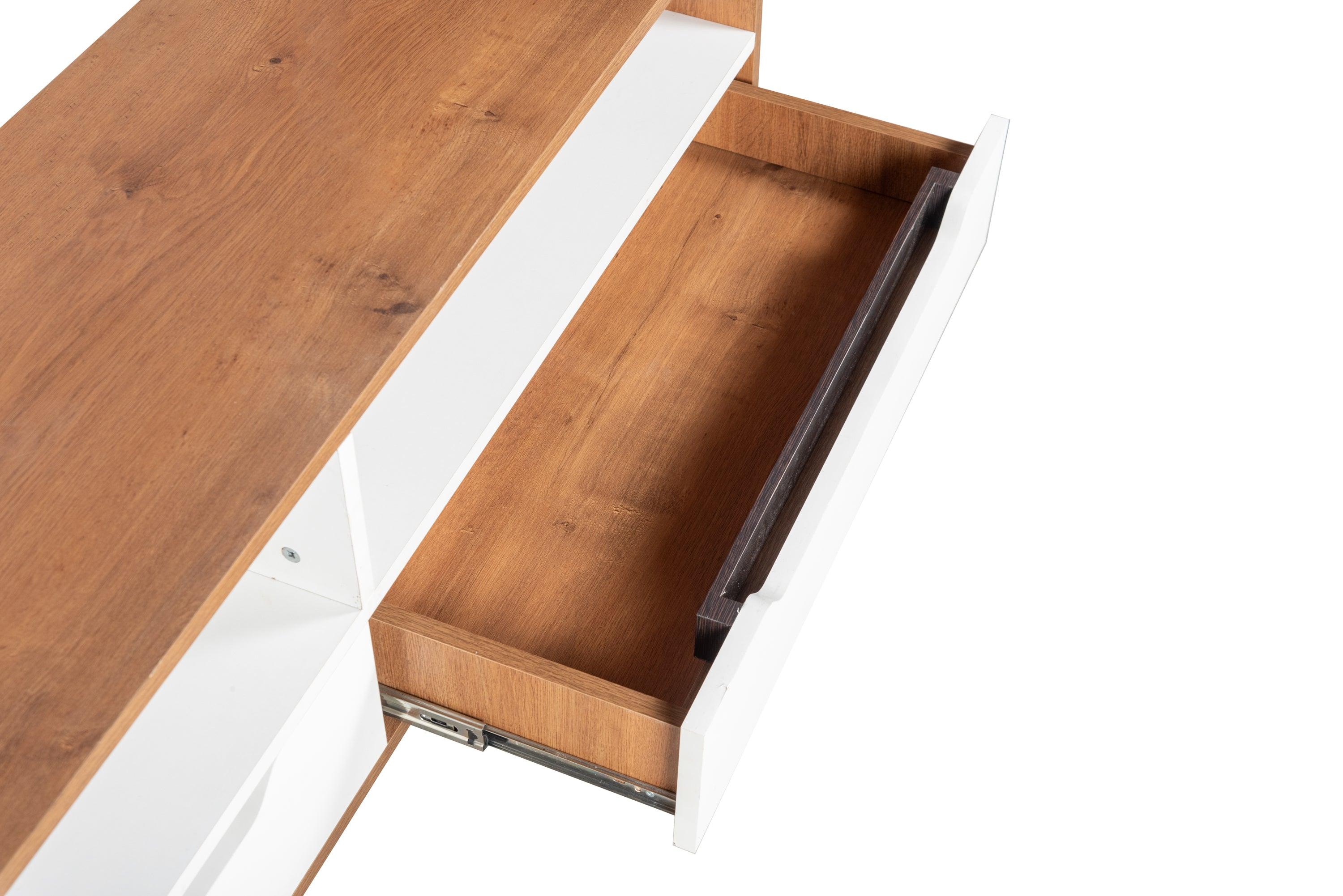 Skipper Walnut Finish TV Unit | Modern Wooden TV Stand with Storage