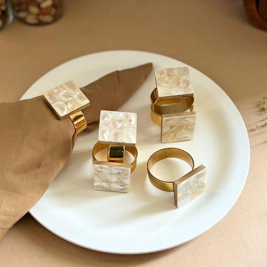 Mother of Pearl Napkin Rings Set of 6 | Napkin Holder for Table Decor