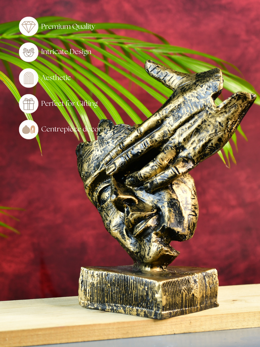 Resin Hand-on-Face Sculpture – Trendy Home Decor Accent & Unique Gift Idea