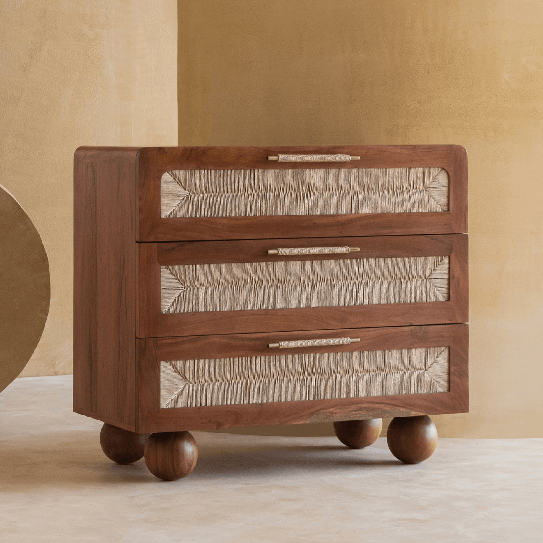 Abacus Chest of Drawers | Acacia Wood and Weaving