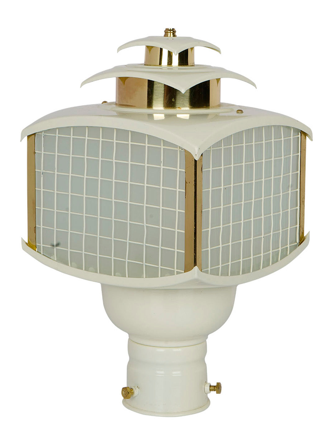 Retro Ivory and Gold Aluminum Gate Lamp