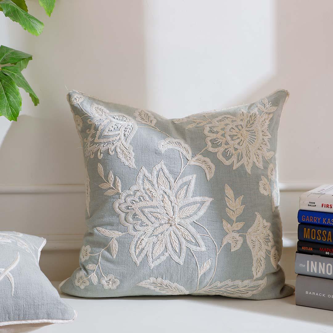 Theodore Floral Embroidered Cushion Cover