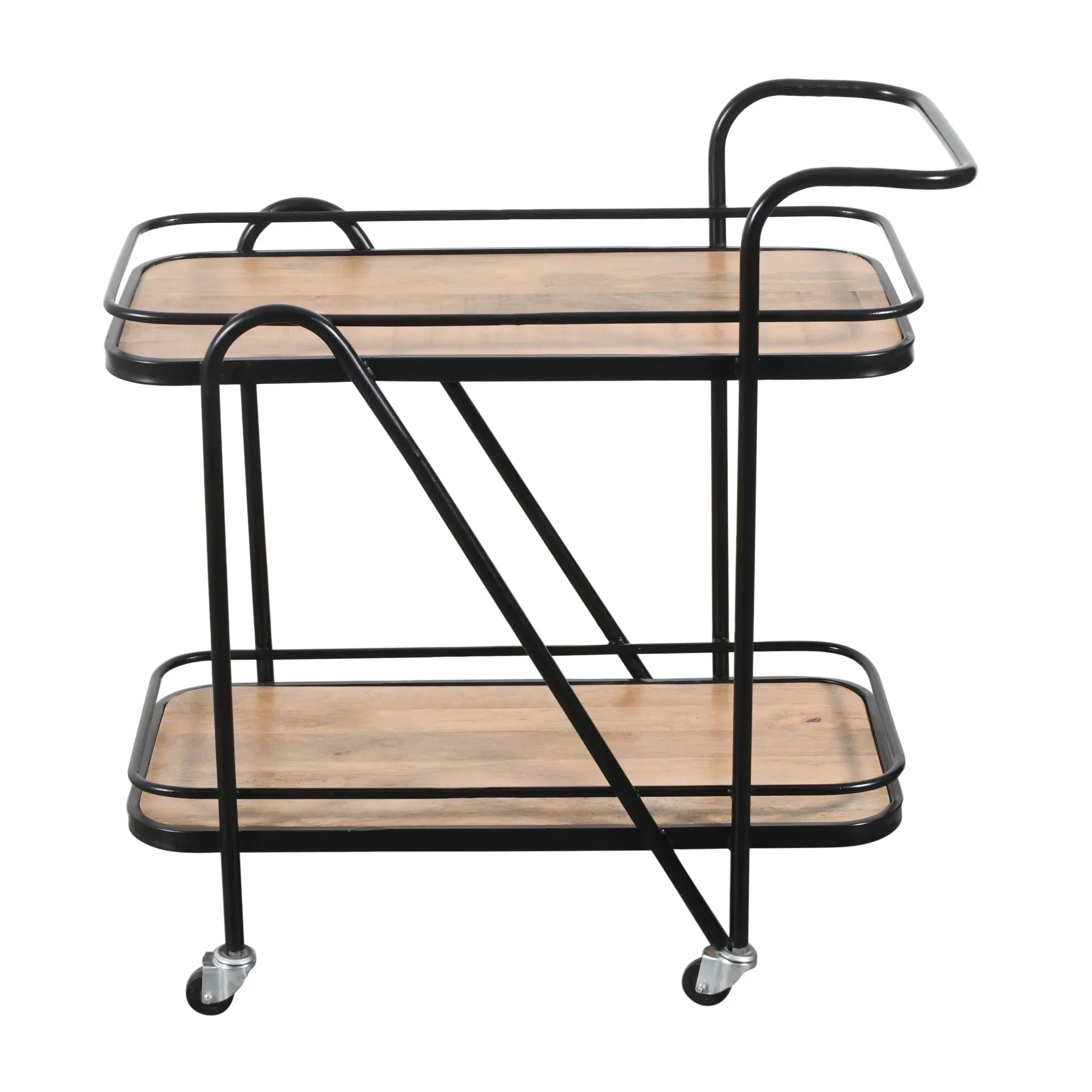 Modern Metal Bar Trolley with Wheels & Storage | Matt Black Serving Cart Trolley