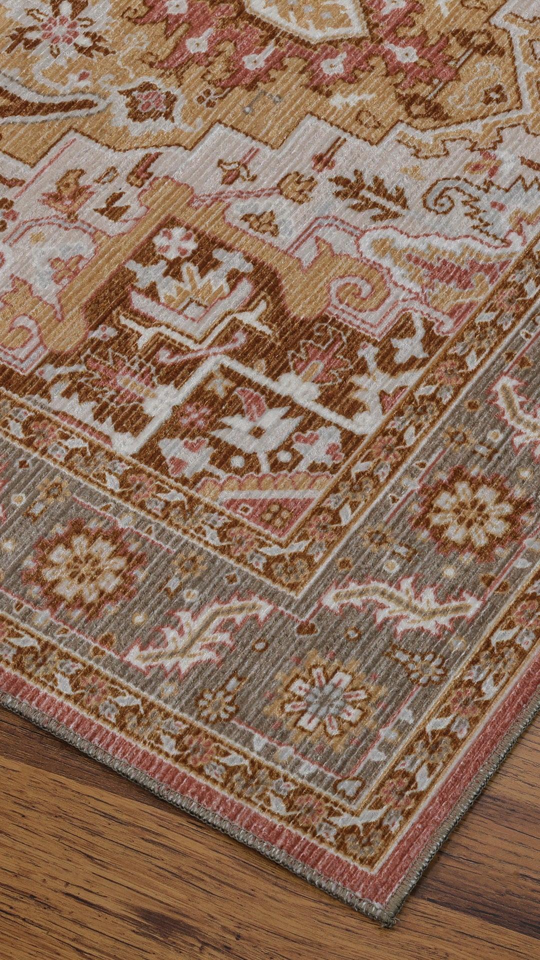 Traditional Rug in a Bag-Washable Indoor/Outdoor Carpet for Bedroom/Living Area/Home-Anti Slip Backing, Polyester Self Backing for Longevity-Foldable & Easy to Store (Rectangle)