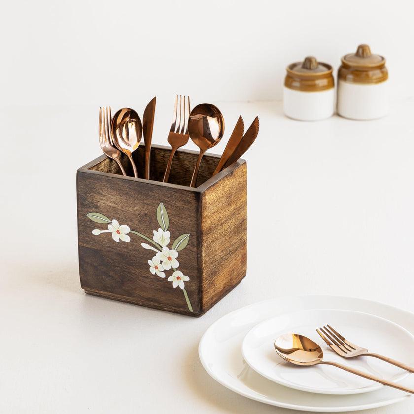 Bella Mango Wood Cutlery Stand