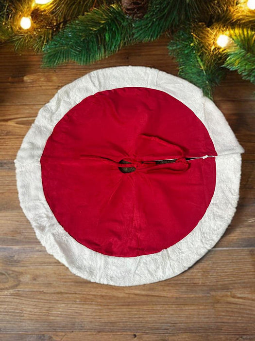 Faux Fur Christmas Tree Skirt Decorations | Modern Soft Round Fluffy Fur Rugs for Xmas