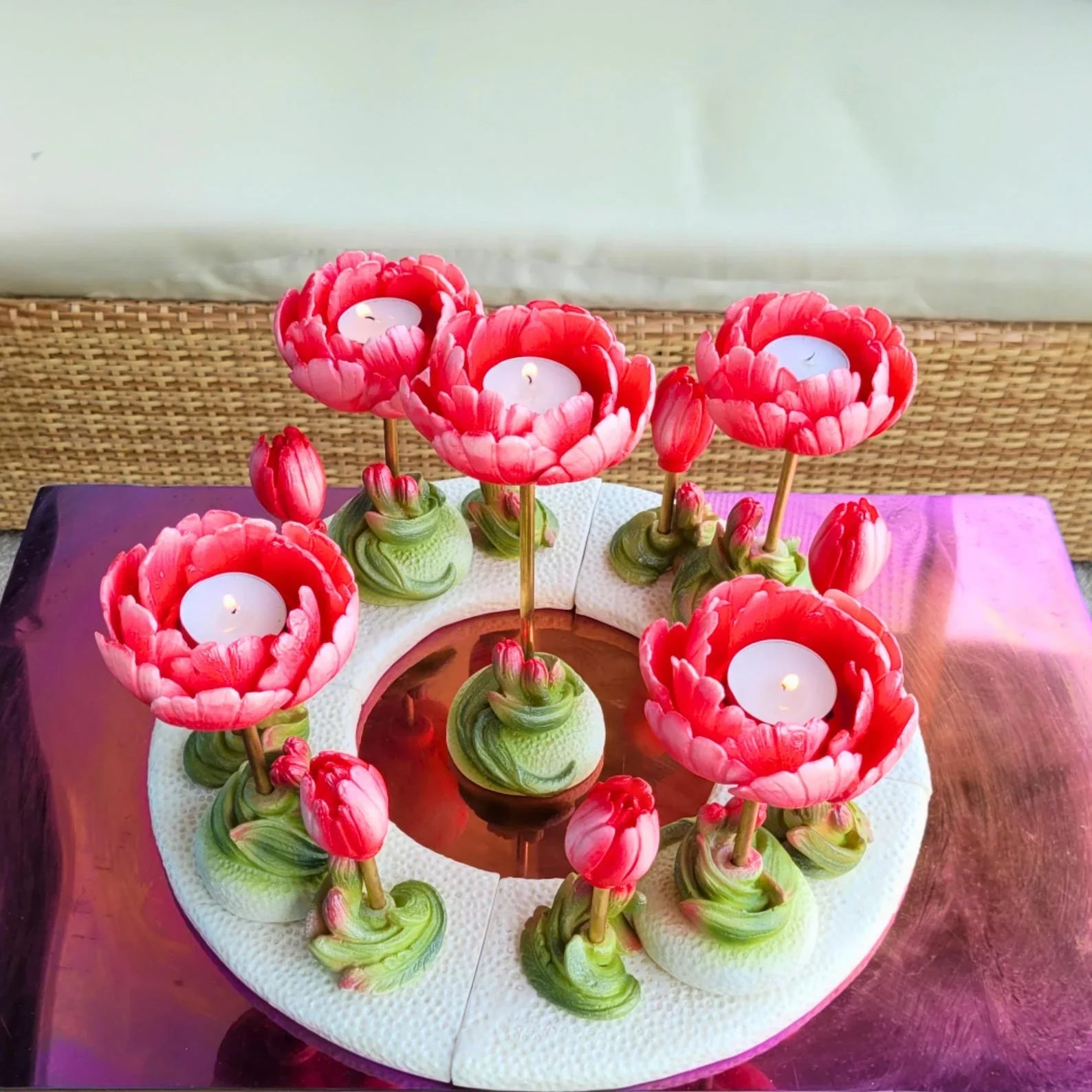 Fuchsia Peony Candle Stand