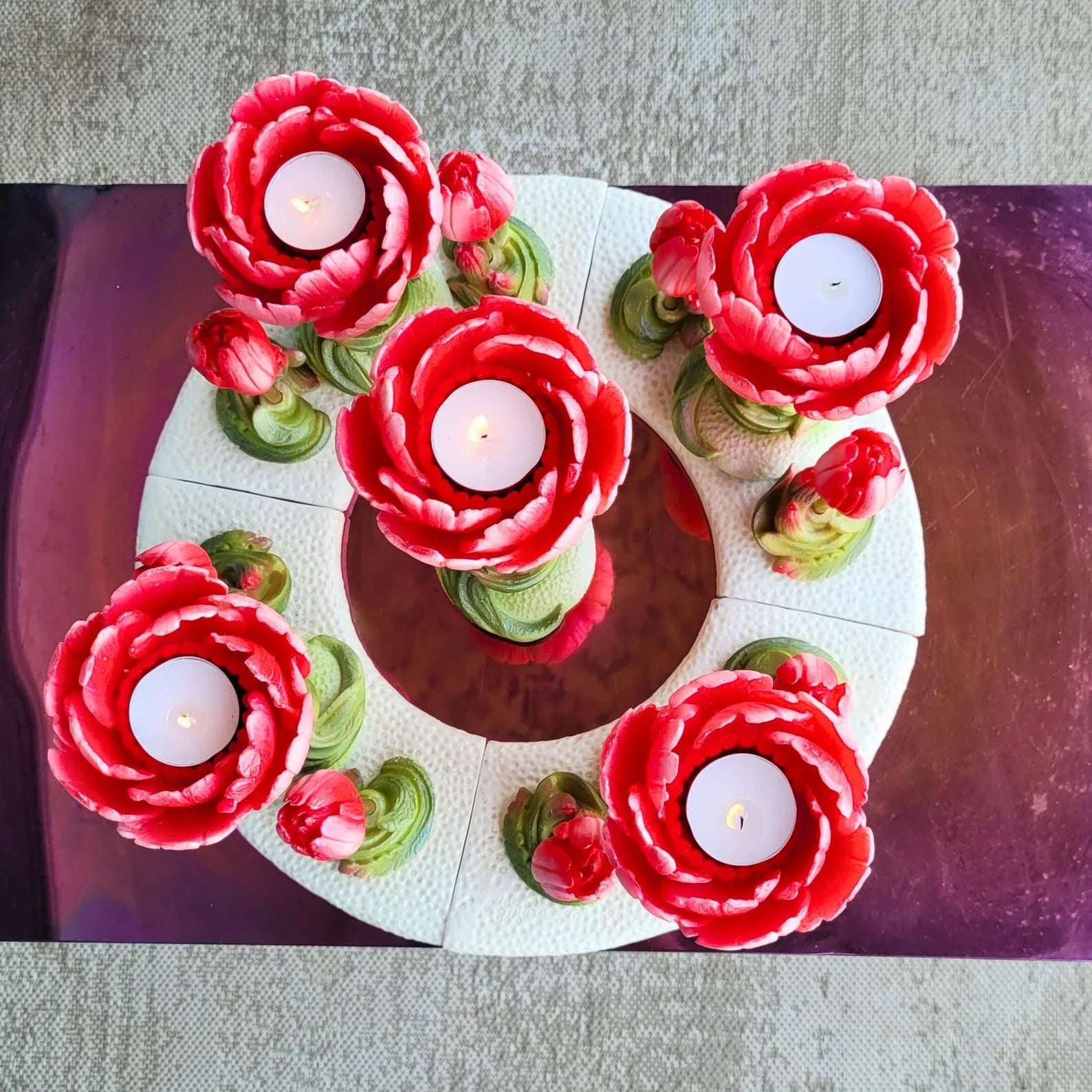 Fuchsia Peony Candle Stand