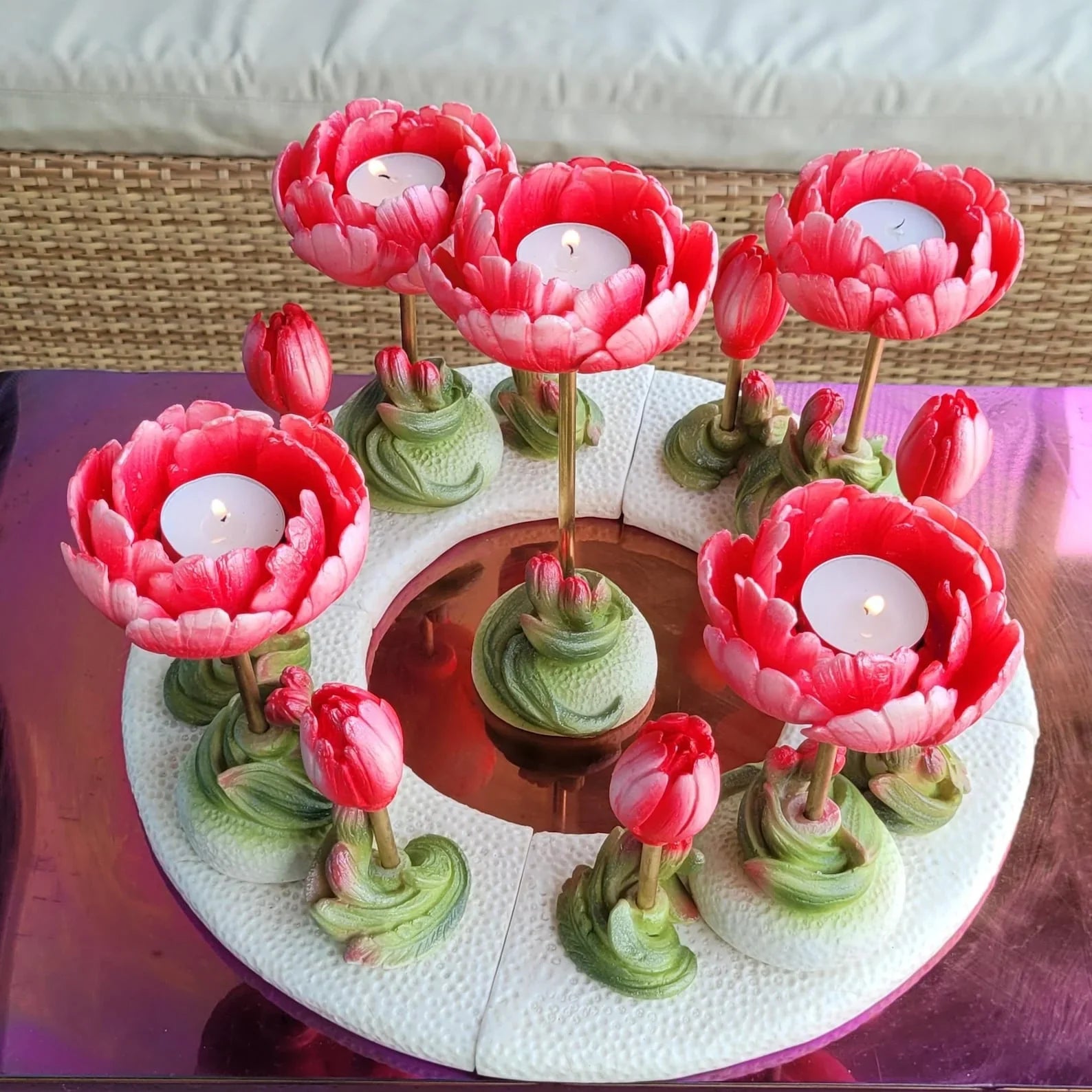 Fuchsia Peony Candle Stand