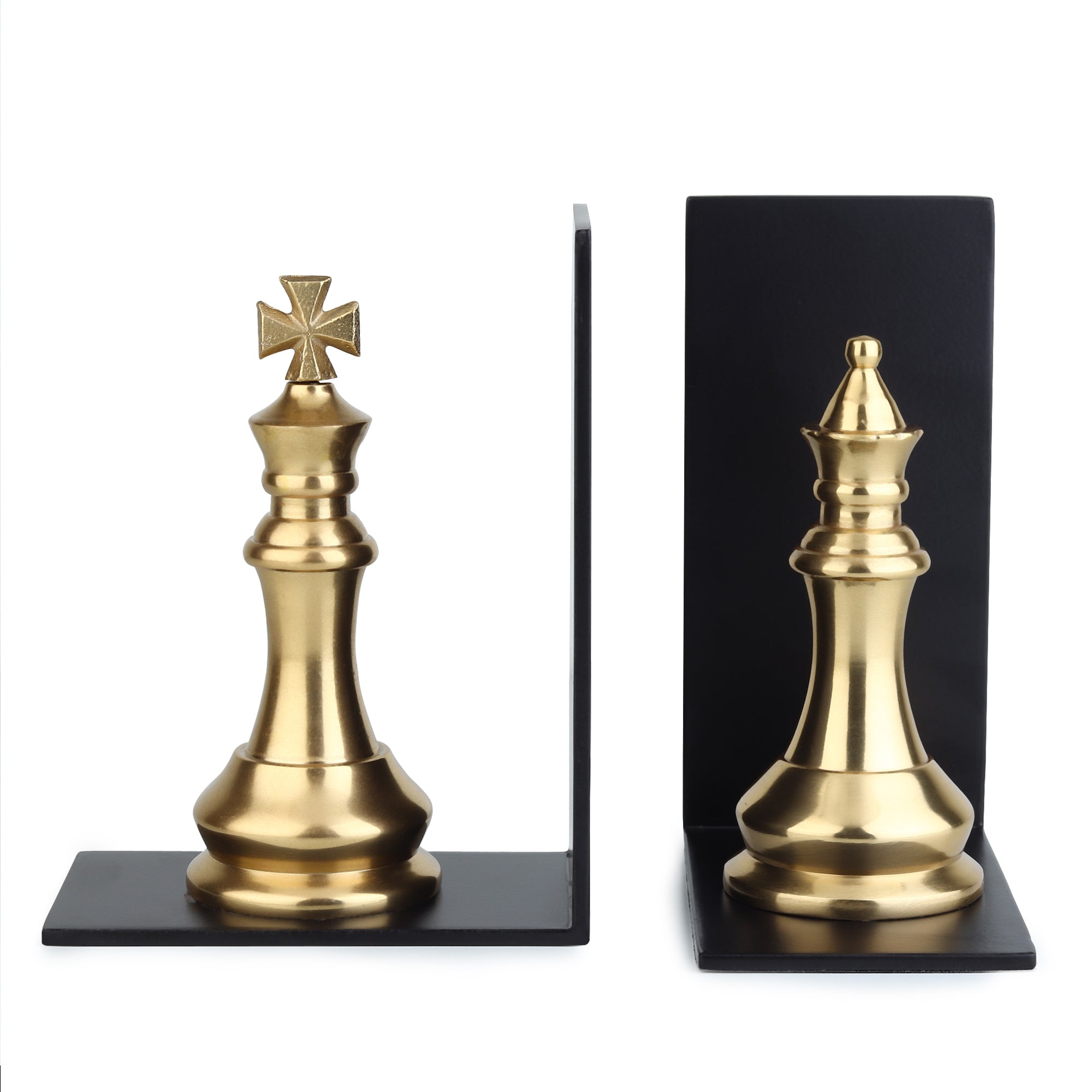Orlian King & Queen Chess Bookends | Luxury Gold Decorative Book Holders