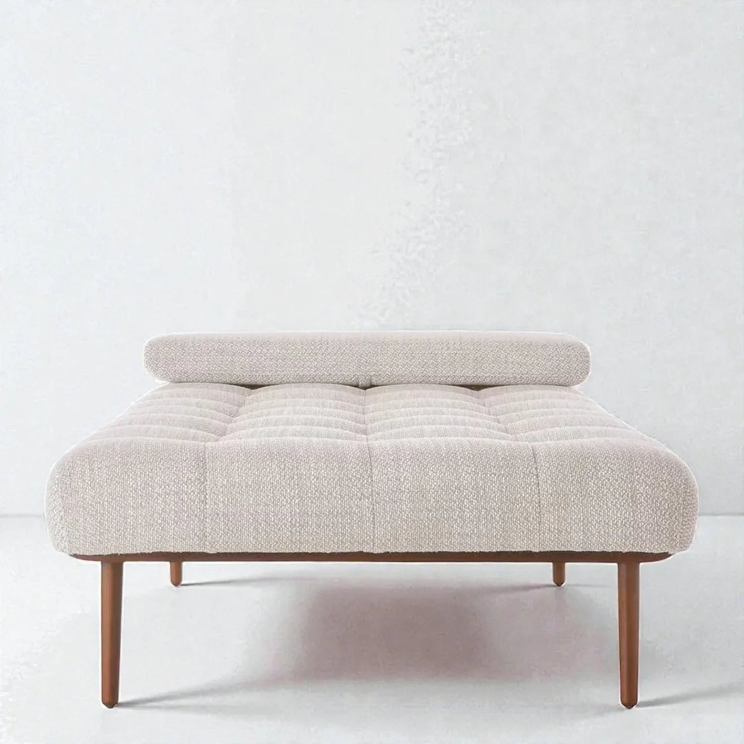 Alderic Solid Teak Wood & Fabric Upholstery Daybed/Chaise