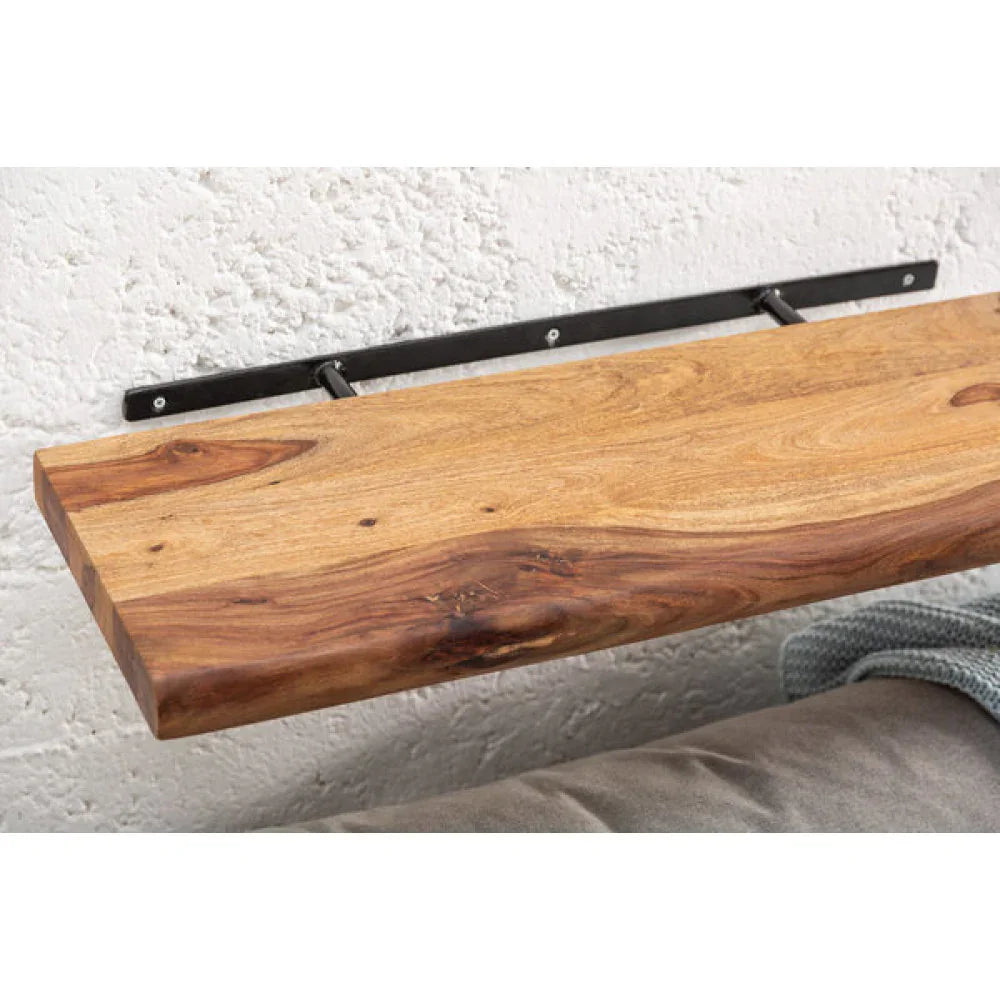 Sheesham Wood Floating Wall Shelf | Rustic Solid Wood Bookshelf | Wall Hanging Display Shelf for Home Decor